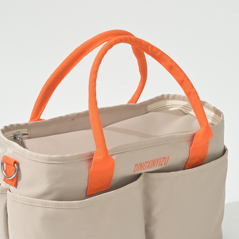 Mode Nylon Tragetasche Damen Schultertaschen Reißverschluss Mama Umhängetaschen Groß Weiß Einkaufstaschen Geldbörsen