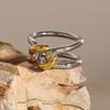European and American stainless steel hollow ring niche ring 18k gold titanium steel hand ring