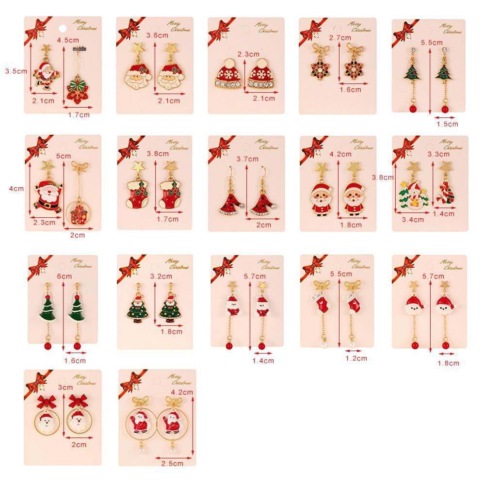 European & American Style Christmas Tree & Santa Claus Alloy Stud Earrings with Snowflake Design