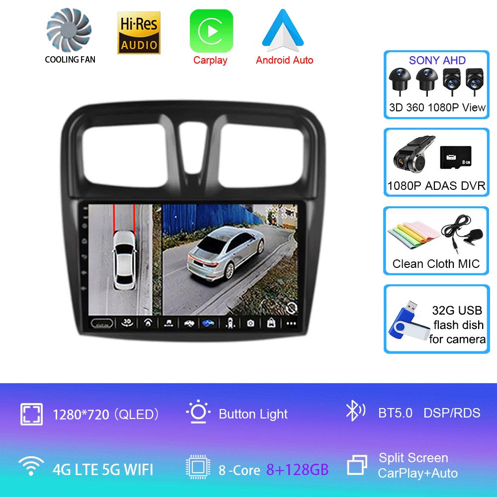 For Renault Logan 2 Sandero 2 2012-2019 Car Radio Android 14 Carplay Auto 2K Screen Multimedia Player Autoradio Stereo Head Unit