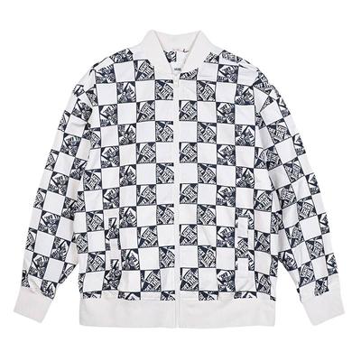 Off The Wall Check Skate Bomber Άνετο Μπουφάν με Φερμουάρ Ευέλικτο Μακρυμάνικο Γυναικεία Μπουφάν Μαύρο Λευκό VN000GQSCRY