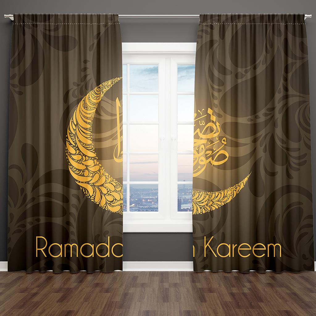 

Винно-красный роскошный золотой свет Рамадан Карим оконные шторы жалюзи для гостиной спальни ванной кухни двери домашнего декора2 шт. W65X60H(cm)X2Pcs&Grommet Top