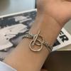 Bracciale Multistrato in Argento Sterling 925 Argento Thai Per Donne Uomini Gioielli Bracciale con Sfere a Cerchio Geometrico