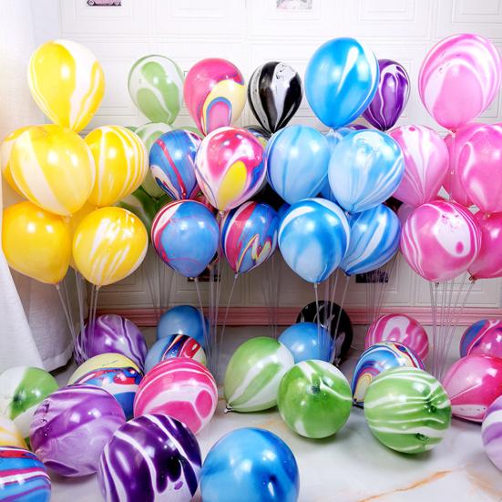 10Pcs/Set 10-inch Party Balloon Marble Agate Pattern Leakproof Anti-burst Thicker Strong Wedding Party Decor Latex Balloon Party Supplies