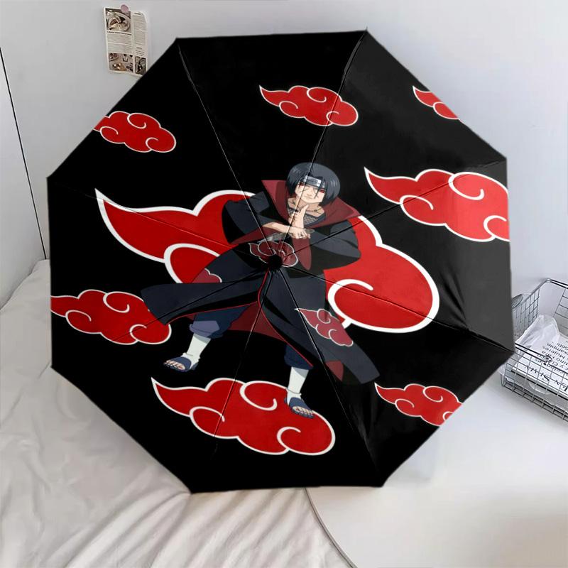 1 PC Automatic Folding Umbrella - Naruto Cloud Power Pattern Portable Foldable Design With 8 Ribs Christmas Birthday Gifts