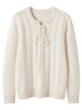 Women's Autumn/Winter 2026 Cashmere Cable Knit Lace-Up Sweater - Round Neck, Loose Fit, Slimming, Gentle Style.