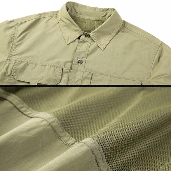 Men Spring Fall Outdoor Shirt Quick Dry Plus Size Soft Breathable Waterproof
