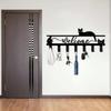 Bohemian Welcome Cat Metal Key Holder Multi Hook Wall Decor Gift for Cat Lovers