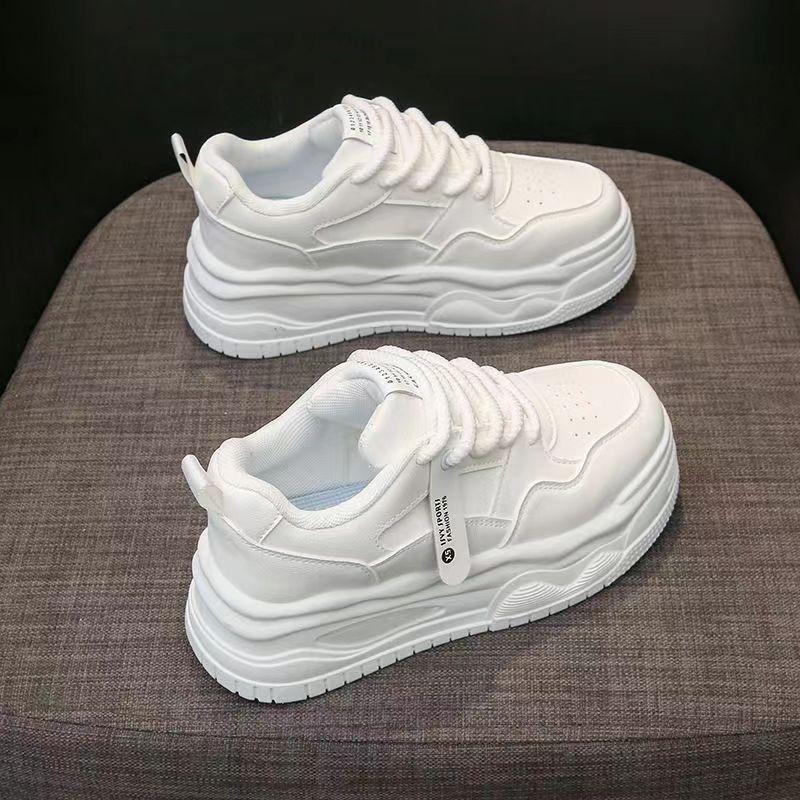 

Белые туфли для увеличения роста, универсальные повседневные спортивные туфли для пап, женские весенние белые туфли на толстой подошве для студентов 40