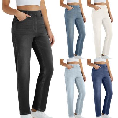 Jeans da Donna Casual Monocolore Pantaloni Casual Versatili Vestibilità Slim Jeans