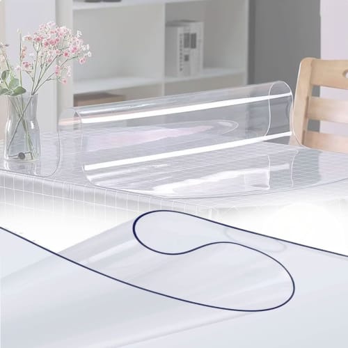 1mm Thick Transparent Soft Desk Mat, Clear Table Cover/Tablecloth for Kitchen, Office, Desk, Computer, Dining Table, Protective Pad, 40x100cm, 60x90cm