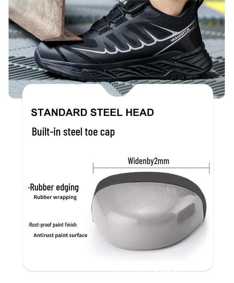 Atmungsaktive Fly-Knit Sicherheitsschuhe mit Stahlkappe - Bruchsicher, Durchstichfest, Stoßdämpfend, Abriebfestes Arbeitsschutzschuhwerk
