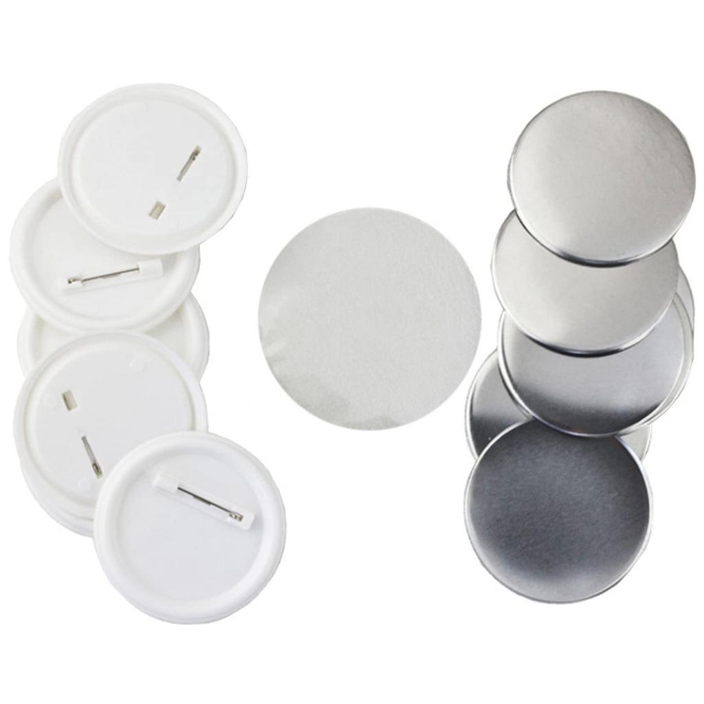 Chandini Badge Parts Set, Tin, Shell, and Plastic, Spring-Pin Pins, DIY, Handmade, Badge Machine, Crafting Materials, Events, 100-Piece Set, 58mm