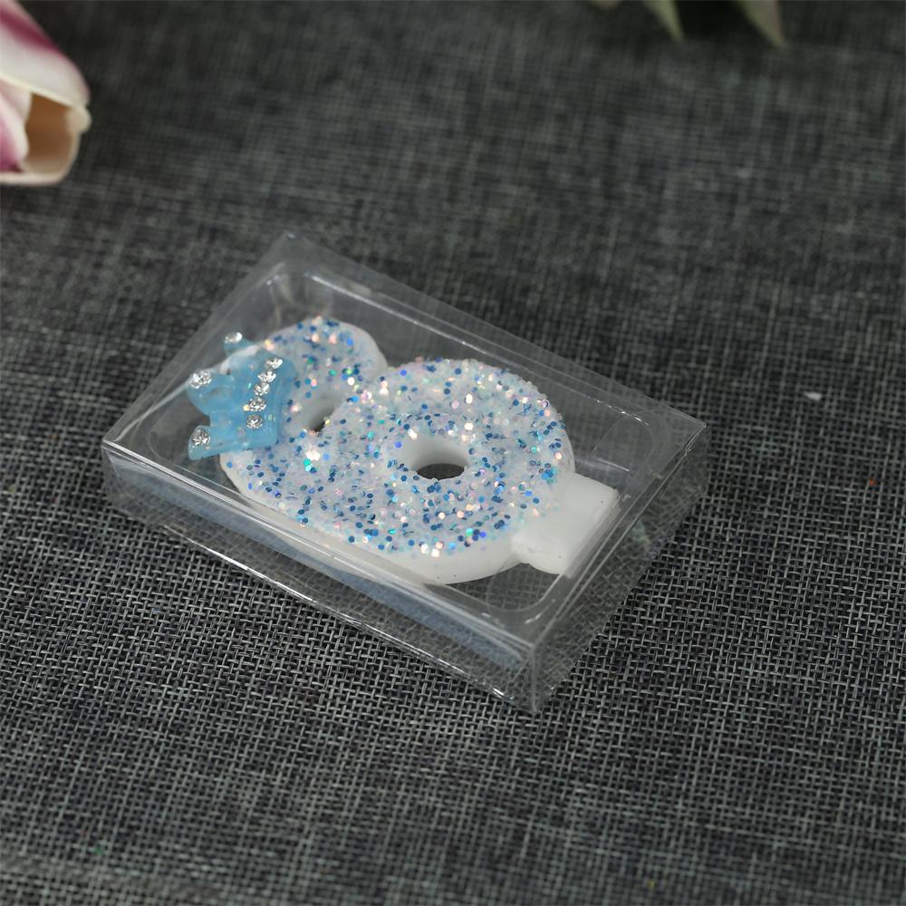 Blue Crown Birthday Frozen Candles for Cakes 0-9 Number Princess Cake Candle Party Decor Blue Crown Candle Stands Party Supplies