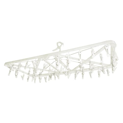 52-Pinch Large Capacity Folding Corner Hanger, Space-Saving Design with Kamoi Hooks, Laundry Hanger, Indoor/Outdoor Use, White