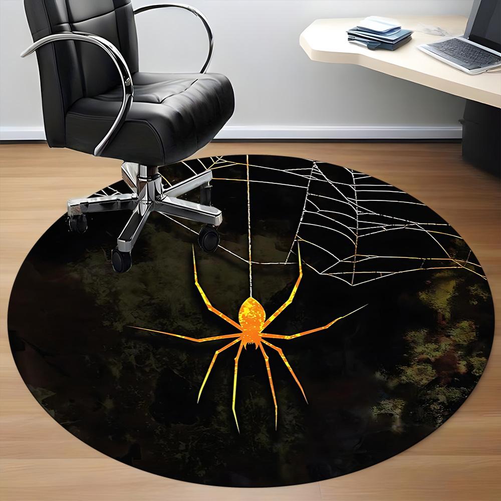 1PCSpider Web Office Round Area Rug,  Mat Suitable For Office, Under Office Chairs Bedroom Living Room Home Decor, Room Deco