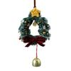 Christmas Crochet Wreath Hanging Decoration Xmas Tree Car Rearview Mirror Hanging Handmade Wreath Bell Ornament Holliday Party Pendant