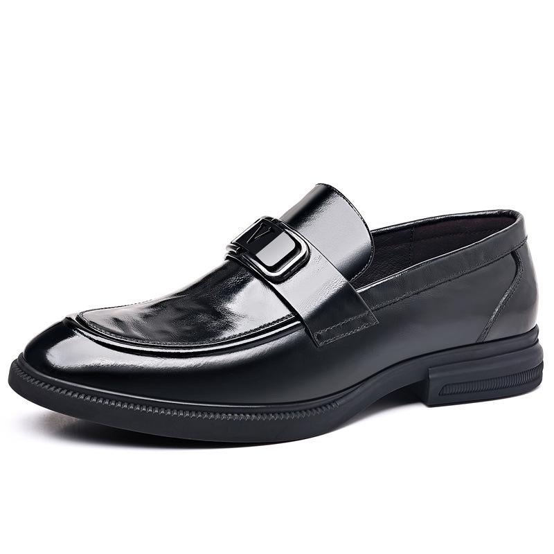 Men's Black British Style Cowhide Leather Dress Shoes - Youth Soft Sole Casual/Formal Wear