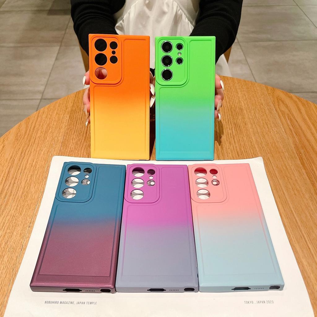 Liquid Silicone Gradient Phone Case For Samsung S24 S23 S22 S21 S20 FE S10 S9 S8 Note 20 Ultra 10 Plus 9 Soft Cover