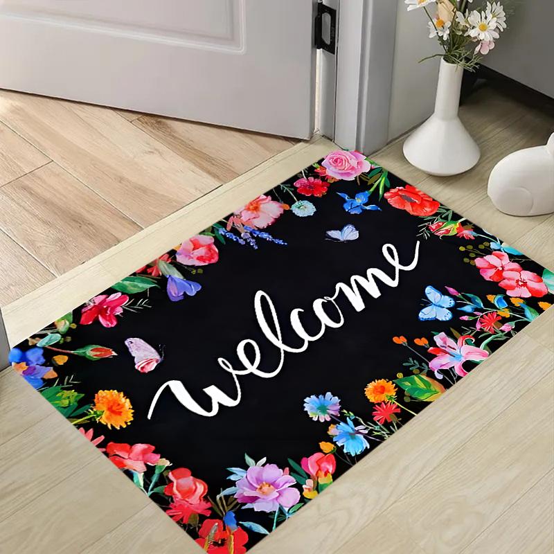 Modern Golden Sunflower Anti Slip Door Mat Sponge Floor Mat Easy To Clean Decorative Mat Entrance Bedroom Dining Room Carpet