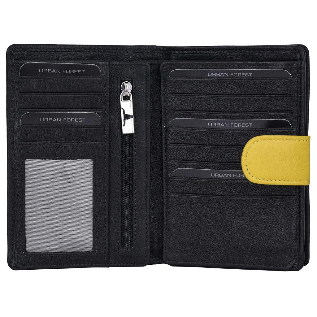 Arya Black/Yellow Leather Wallet for Women