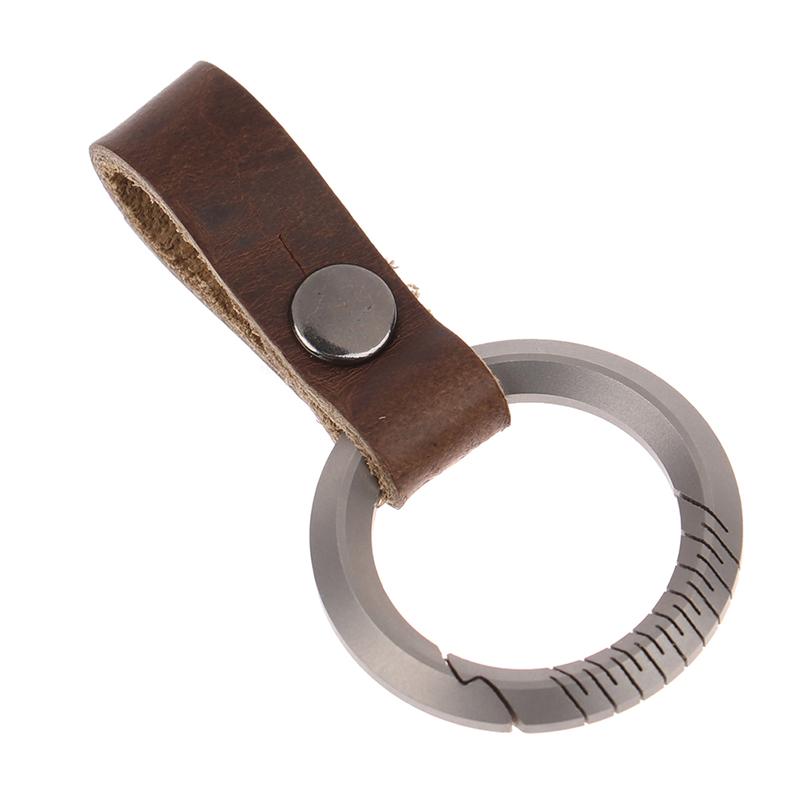 Titanium Alloy Leather Waist Belt Buckle Keychain Car Pendant Edc Outdoor Tool Men Women Luxury Accessories Gifts