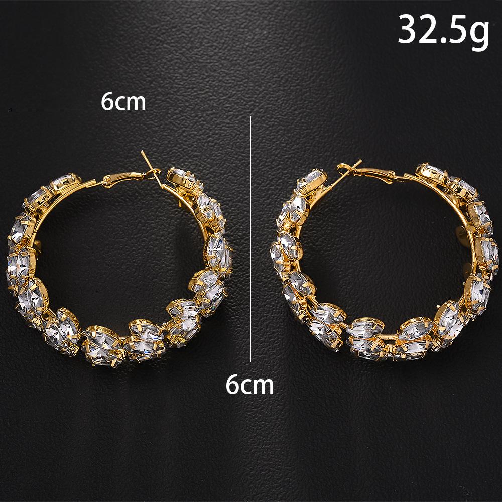 Exaggerated Geometric Circle Earrings Design Sense Rhinestone Earrings Femininity Catwalk Accessories Female Earrings