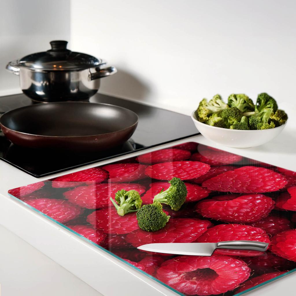 Kitchen Multifunctional Decorative Board Tempered Glass Raspberry 60x52 Cm