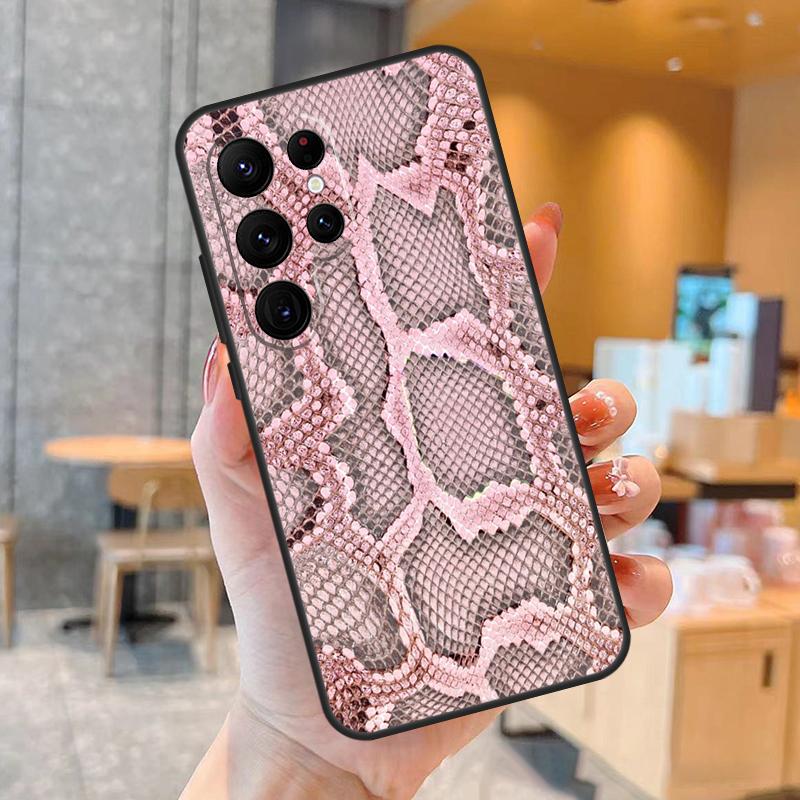 Snake Skin Print Case For Samsung Galaxy S23 S22 Ultra S20 S21 FE S9 S10 Note 10 Plus Note 20 Ultra Cover