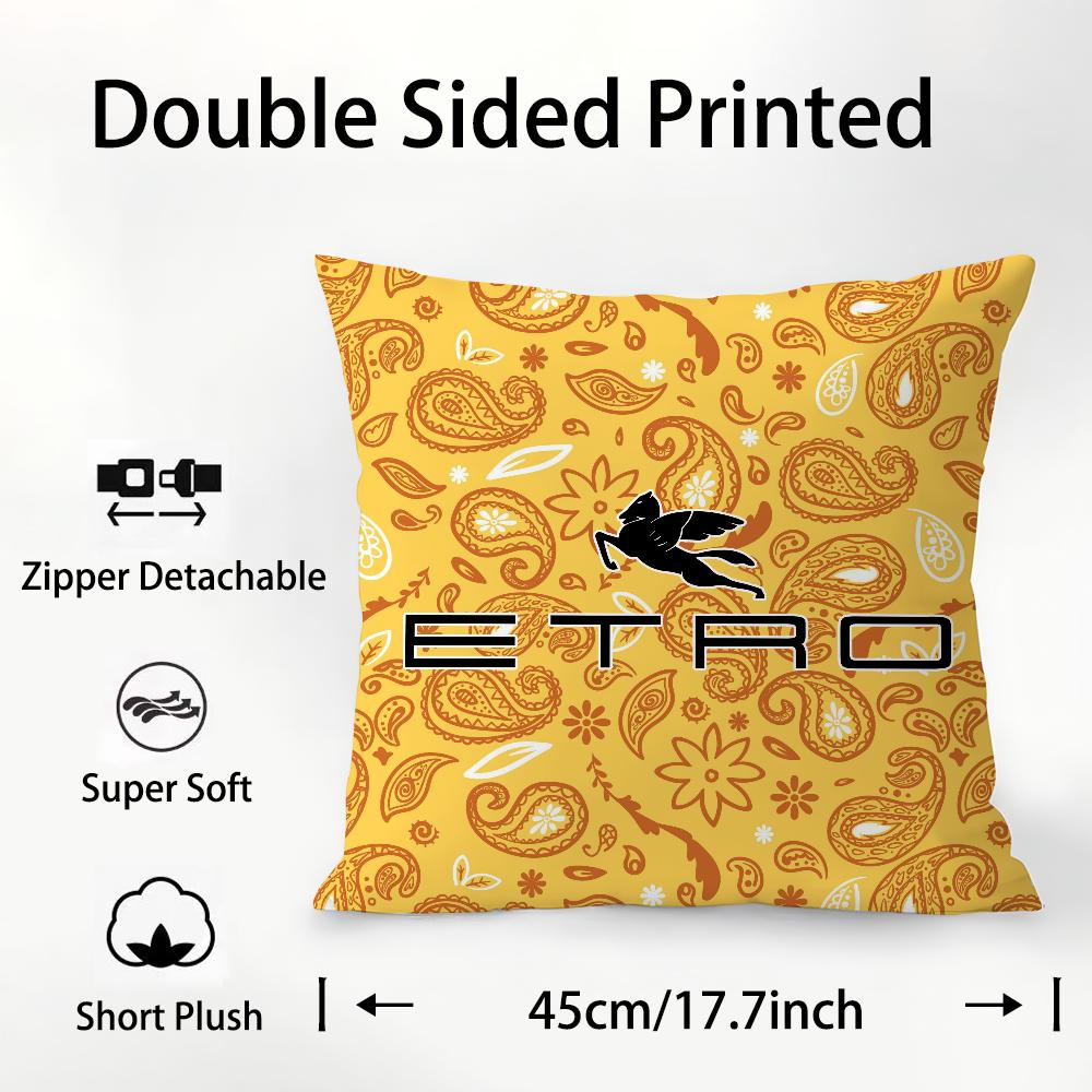 Design Classico E-Etro Federa Cuscino Tessuto Peluche Morbido Stampa Double Face Copricuscino Divano Copricuscini