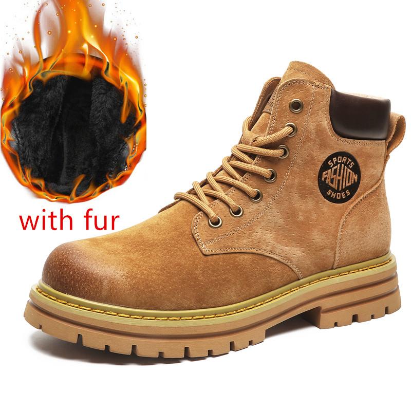 

Модная мужская мотоциклетная кожаная обувь на шнуровке в британском стиле, обувь с высоким верхом, повседневная обувь для ходьбы на платформе, плюшевые теплые зимние ботинки, Bota Masculina 11