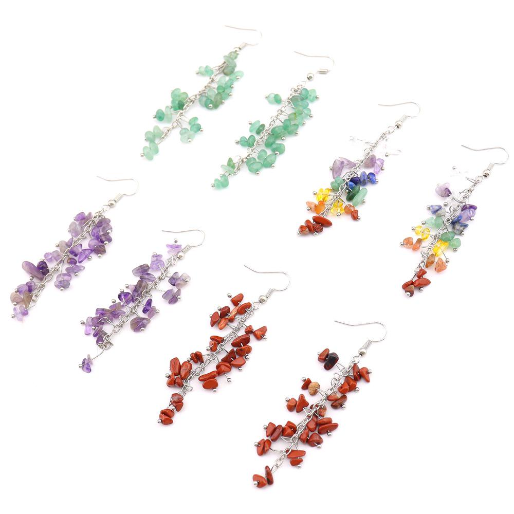 Natural Crystal Stone Handmade Tassel Earrings - Tiktok Live E75