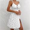Herzförmiges bedrucktes Camisole-Nachthemd für Damen. Nachthemd. Schlitzförmige Homewear