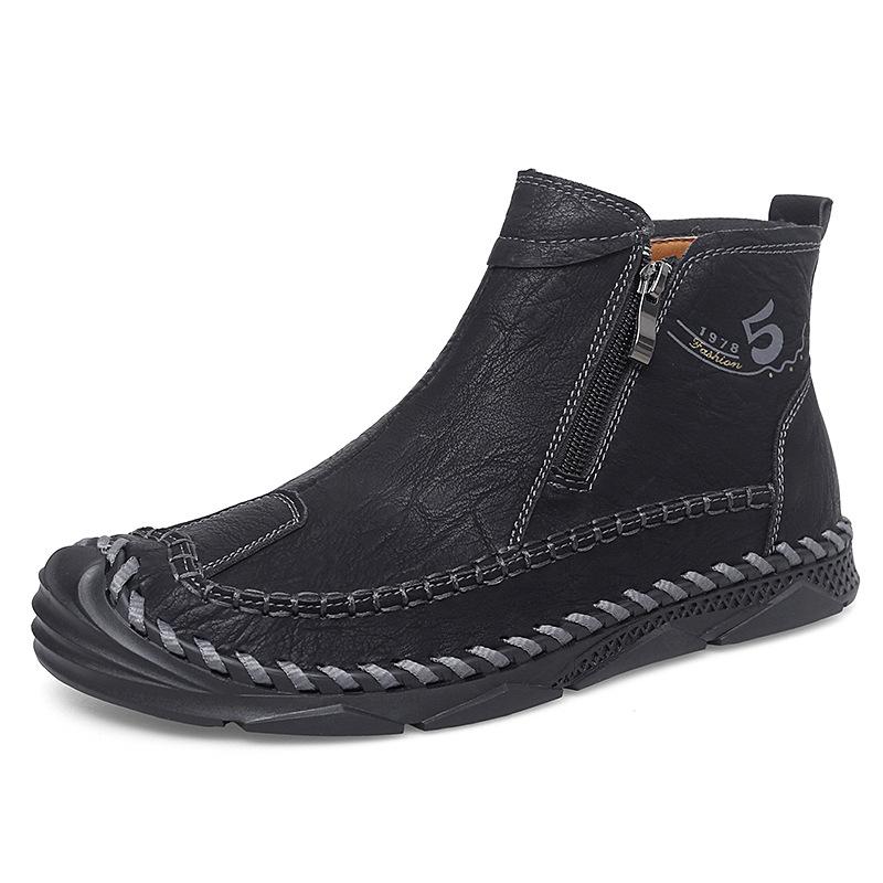 2025 Martin boots men's 2025 autumn and winter trend casual high-top men's shoes locomotive tooling shoes leather short boots