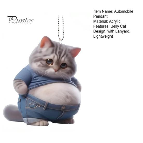 Autoanhänger, multifunktionale Aufhängung, großes Bauchkatzen-Design, 2D-Acryl-Autoanhänger, Rucksack-Charme