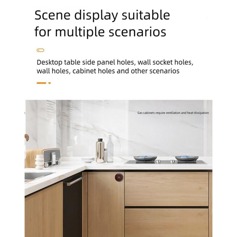 4PCS Adhesive Cable Management Covers Desk Wire Hole Protectors Simple Installs for Cabinet Tabletops Cord Organizers