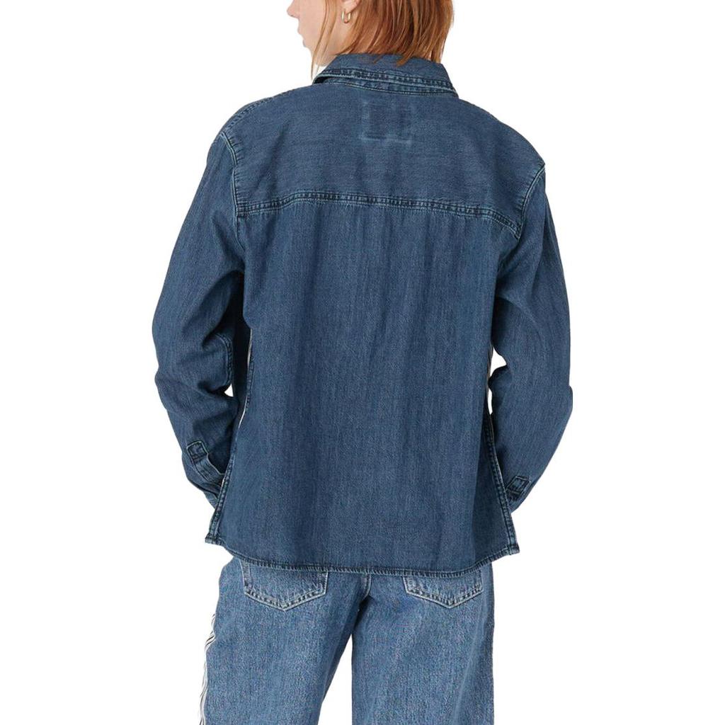 Levis FW23 SilverTab Vintage Kieszeń Guzik Boczny Luźny Ścieg Szpiczasty Kołnierzyk Jeansowa Koszula z Długim Rękawem Koszule Damskie Niebieski A5977-0000