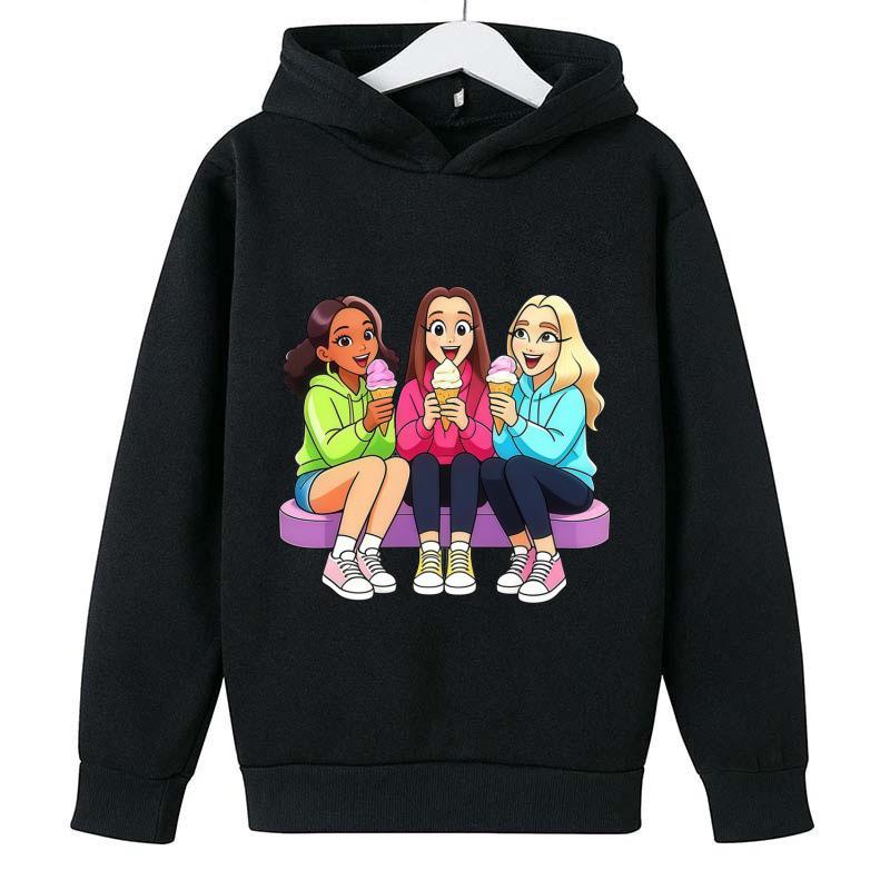 Purple Hoodie with Cute Cartoon Print for Girls - Spring/Autumn 130 cm чёрный