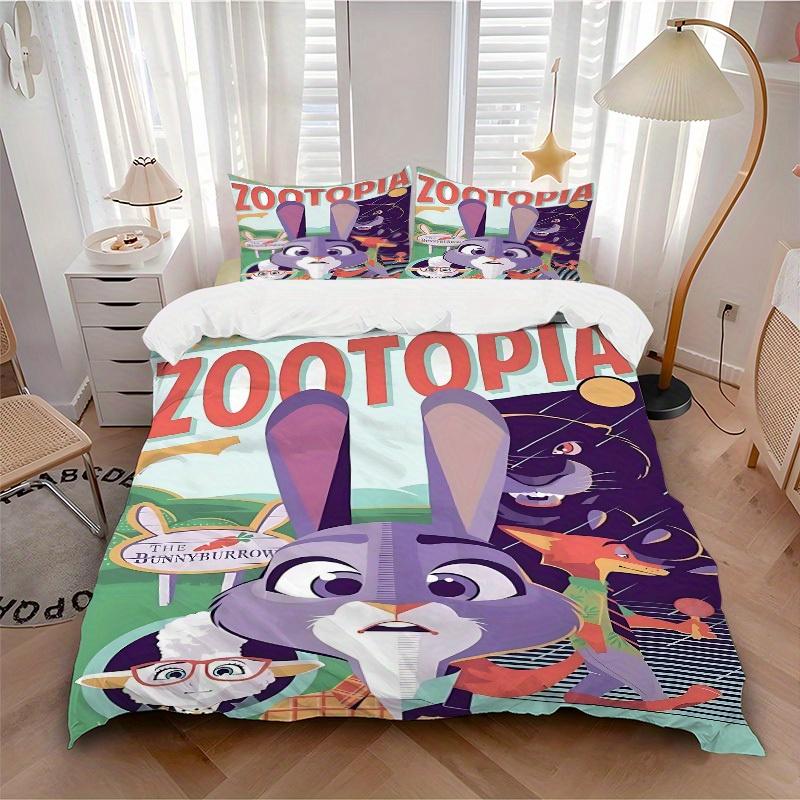 3pcs set Zootopia1pc of quilt cover+2pcs of pillowcase, no core, print bedding, All Seasons Bedroom Setting112 135x200cm