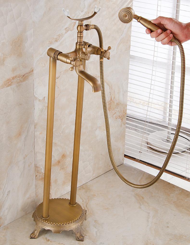 Brass Floor Standing Bathtub Shower Faucet Swivel Spout Bathroom shower faucet Mixers Taps Standing Bathtub Faucet