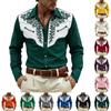 Camicia da uomo a maniche lunghe con bottoni e colletto stampato per abbigliamento casual