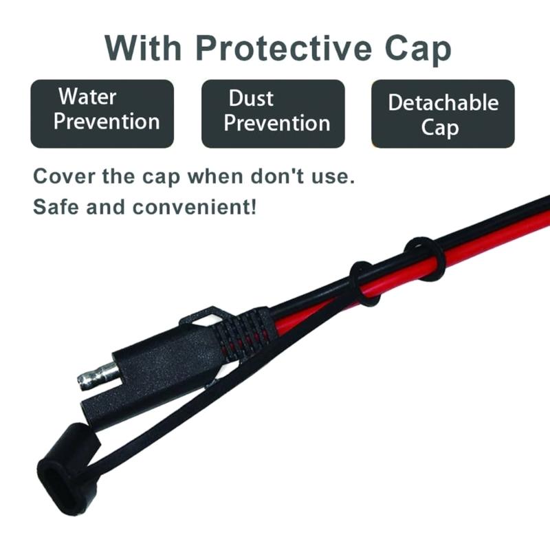2FT 16AWG Batterie Krokodilklemme zum SAE-Anschluss-Verlängerungskabel, 12V SAE-Schnellverschluss-Adapterkabel