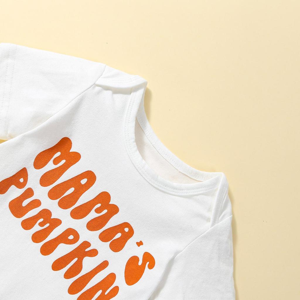 Baby jenter halloween shorts sett med hvite kortermede bokstavtrykk