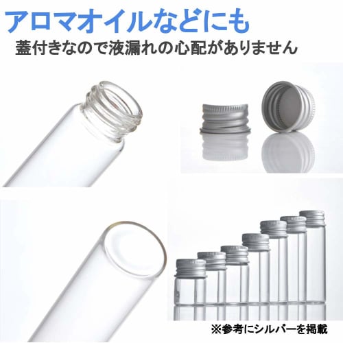 Chocople Small Glass Bottle, Mini Bottle, Storage Container, Divided Into Small Items (15ml Silver)