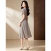 D.F.DEAR Women's Elegant Printed Silk Blend Midi Dress