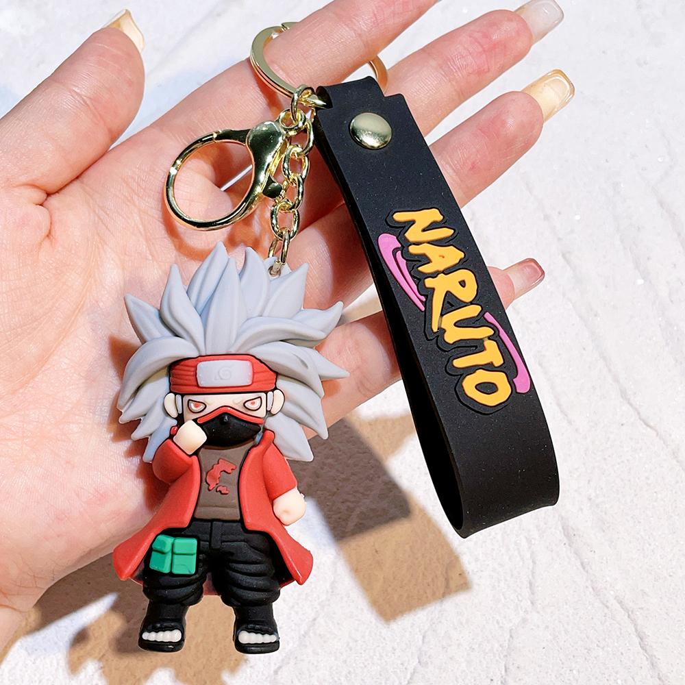 1/3Pcs Naruto Shippuden 3D Silicone Keychain Set Naruto Sakura Kakashi Gaara Lee Anime Character Bag Charm Car Key Accessories