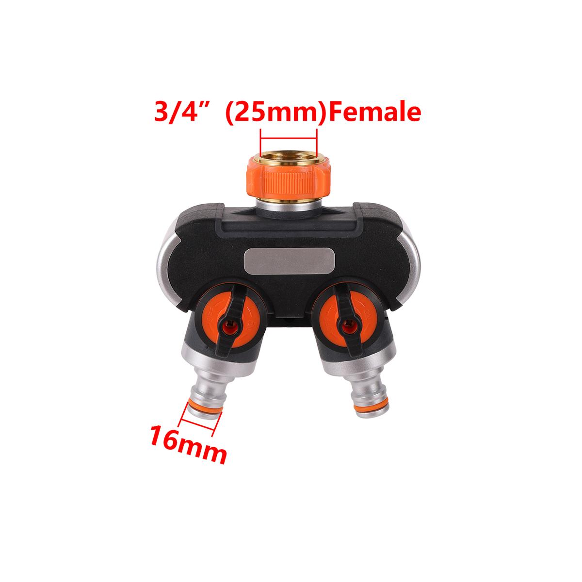 

2-way 3/4 Female Thread 16mm Nipple Diverter 1/2 Pipe Quick Connection Garden Irrigation Car Wash 1-in 2-out Water Splitter 1set