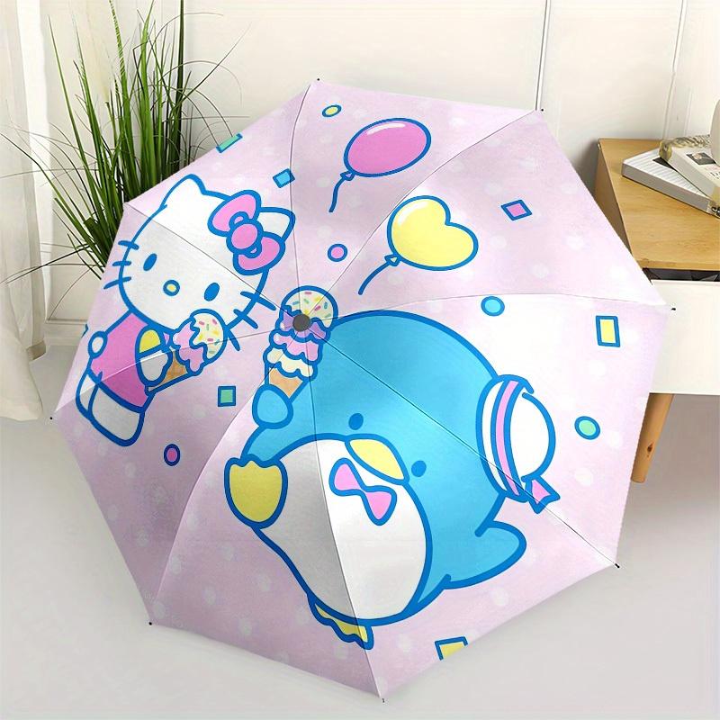 

1pc Hello Kitty Ice Cream Party Umbrella with Plastic Handle,Suitable for All Seasons Home Travel Outdoor UmbrellaSanlio707