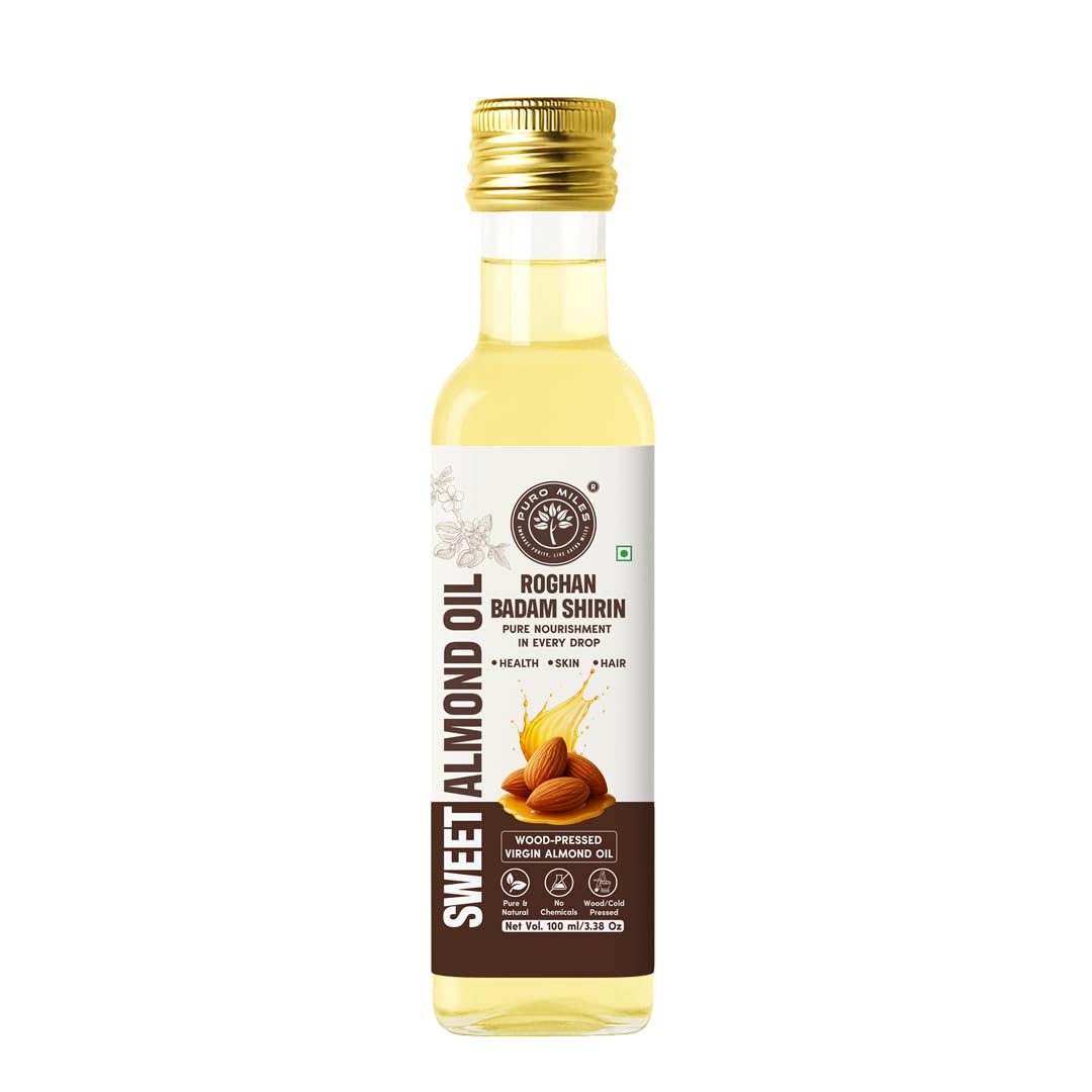 

Pure Almond Oil for Baby Massage & Immunity | Wood-Pressed Gurbandi Almonds | Unrefined & Natural Badam Ka Tel for Hair, Skin and Brain Health, 1