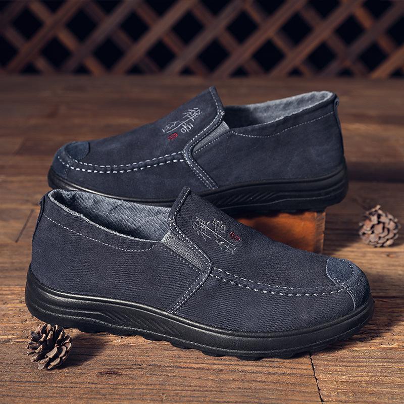 Men's Shoes Old Beijing Cloth Shoes Comfortable One-pedal Lazy Canvas Shoes Fashion Casual Shoes Middle-aged and Elderly Soft-soled Walking Shoes